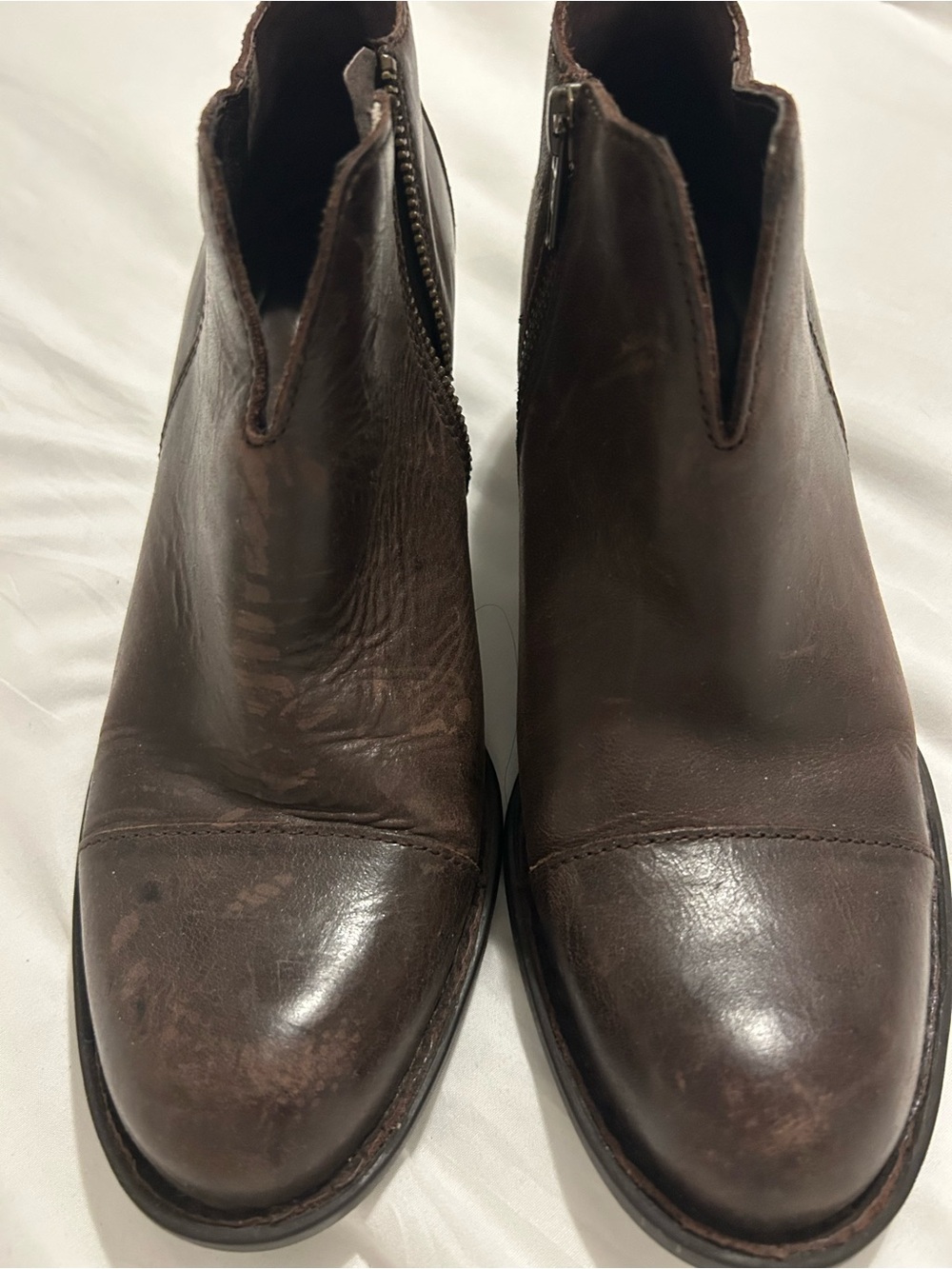 Born Kenya Dark Brown Leather Ankle Booties - Side Zip